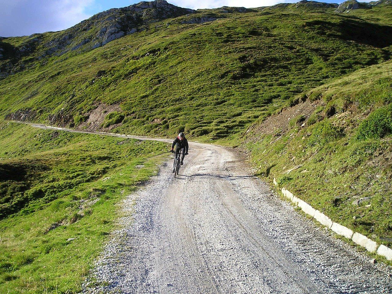 Cyclist on gravel track