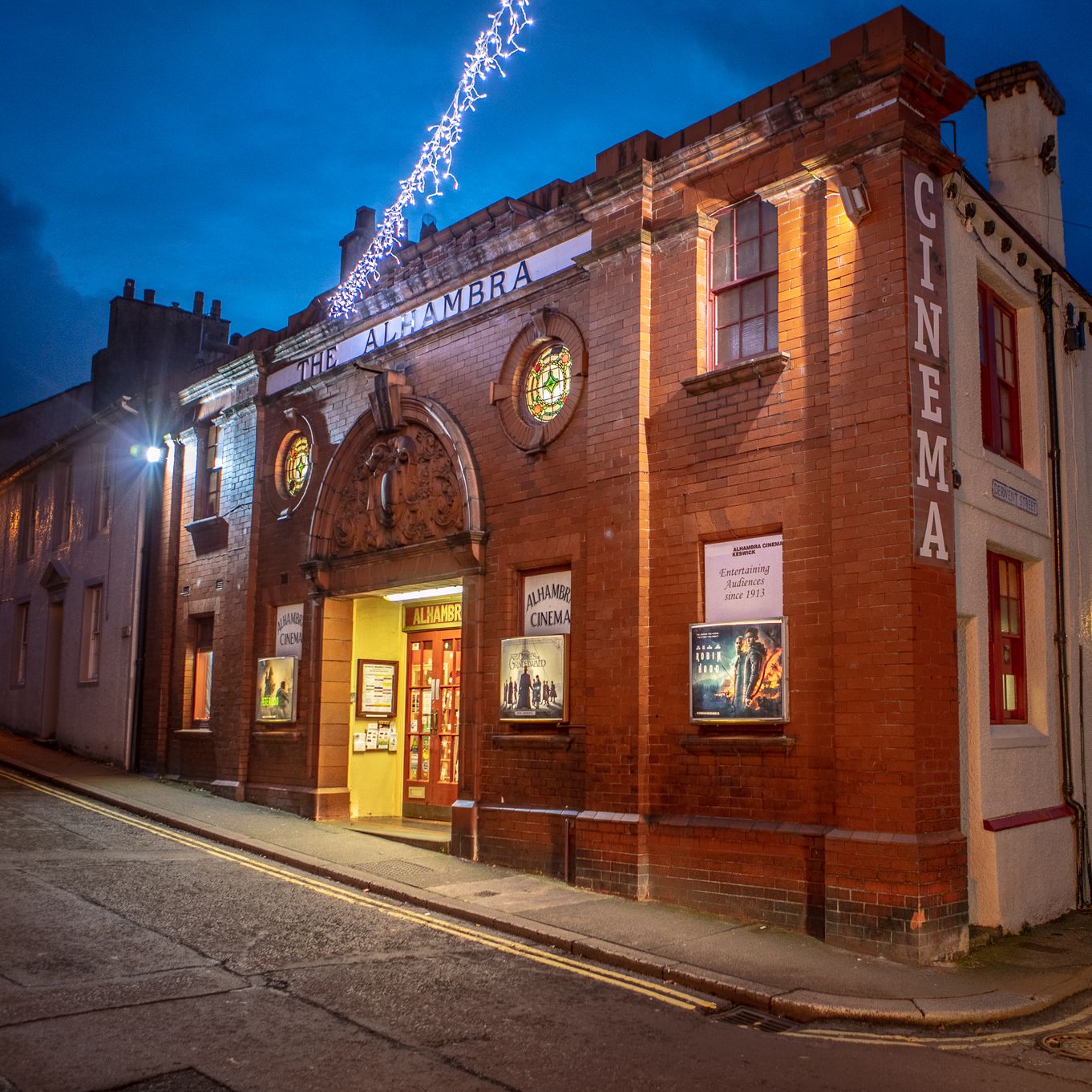 Exterior of Keswick Alhambra in the evening