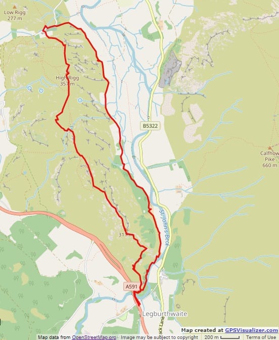 High Rigg walking route map