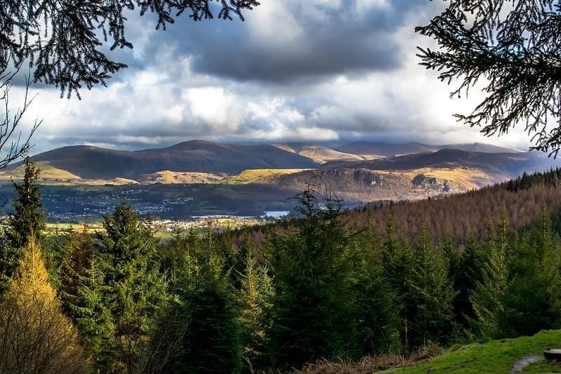 View from Whinlatter forest looking over Keswick and Derwentwater