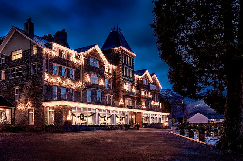 The Lodore Falls Hotel & Spa exterior Christmas lights