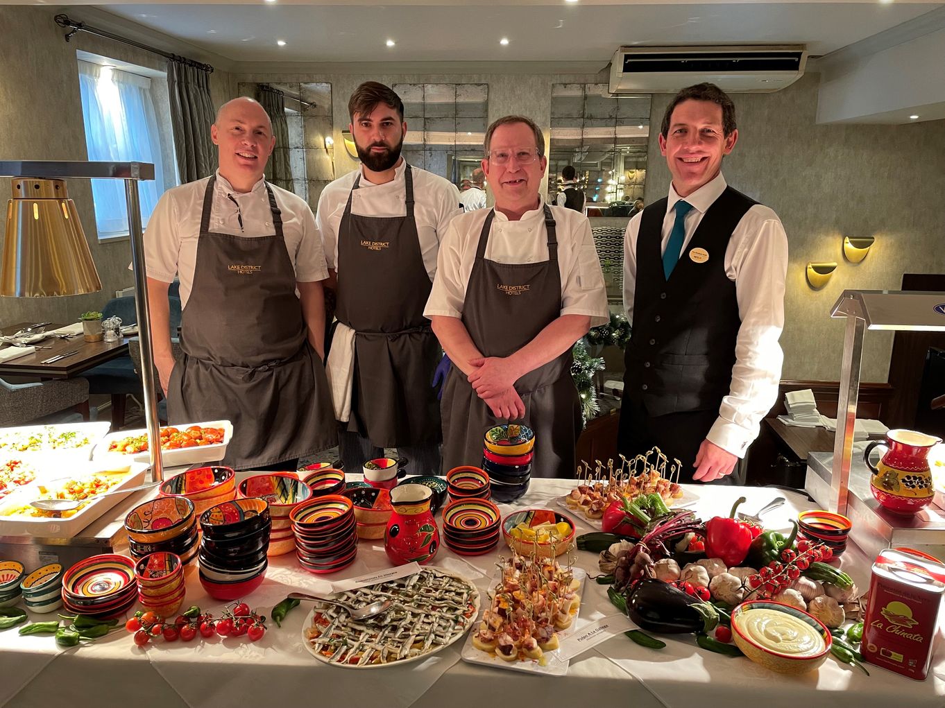 Left to right: Lake District Hotels Executive Chef, Mark Harris; Ionut Rolea, Skiddaw Hotel Sous Chef; Bobby Fillingham, Skiddaw Hotel Head Chef & Neels Ferreira, Skiddaw Hotel General Manager.