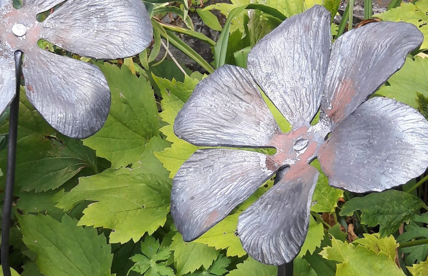 Blacksmith for a day - Two Sculptural Garden Flowers