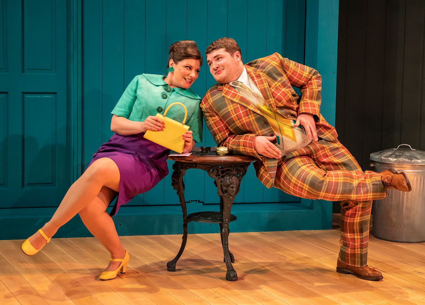 Polly Lister and Jordan Pearson in One Man, Two Guvnors. Photo by Pamela Raith.