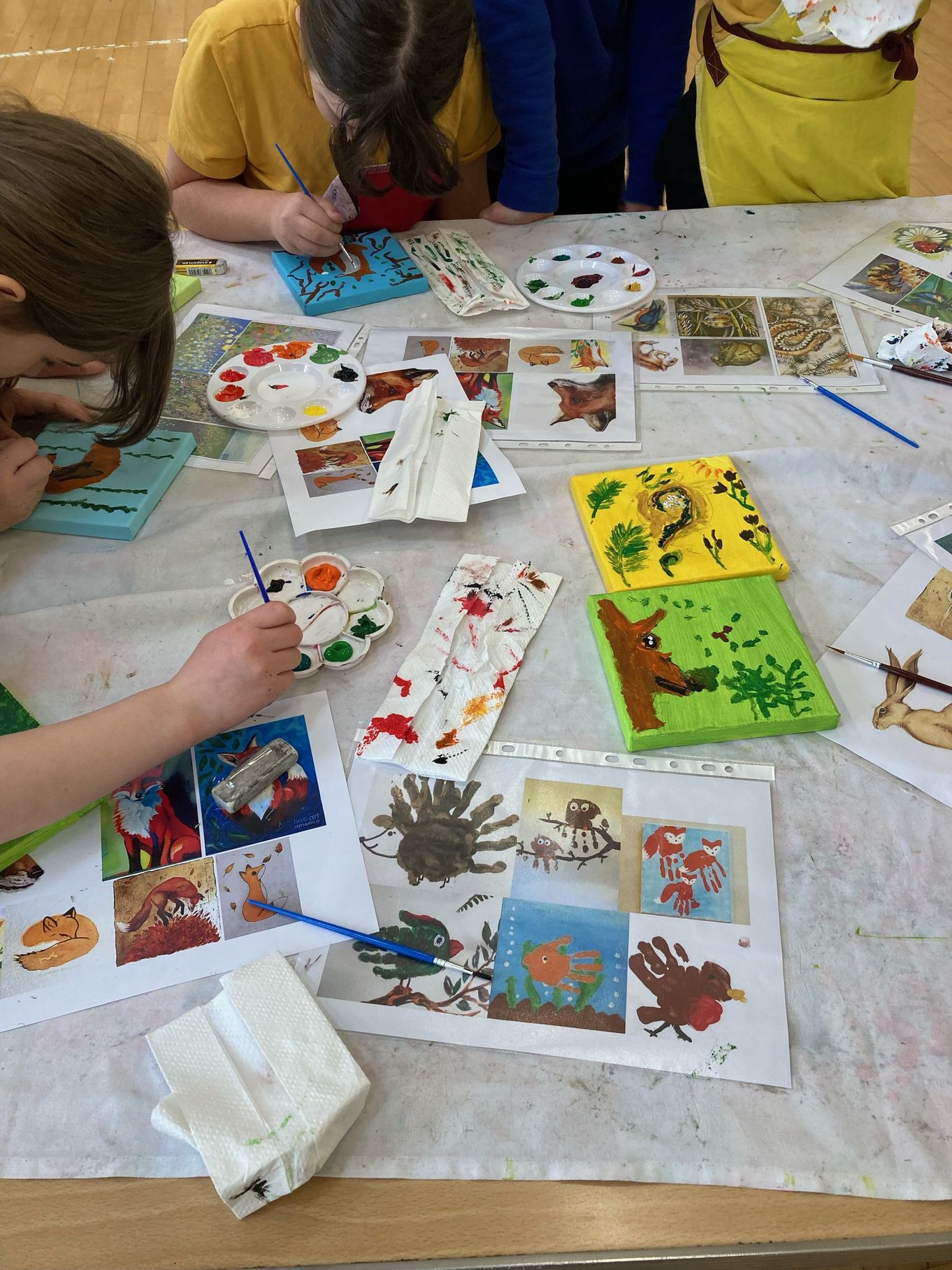 Children creating artwork for the exhibition