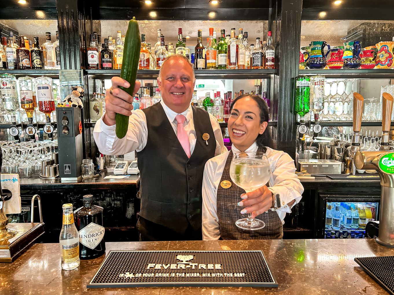 Skiddaw Hotel bar staff celebrating with a Hendricks Gin & Fever-Tree tonic