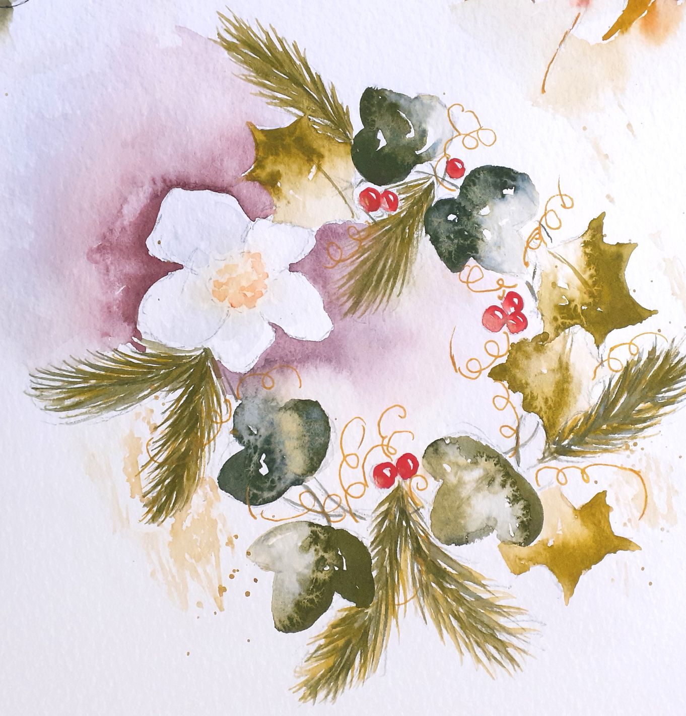 Loose Botanicals in Watercolours for Christmas ... with Lyn Evans