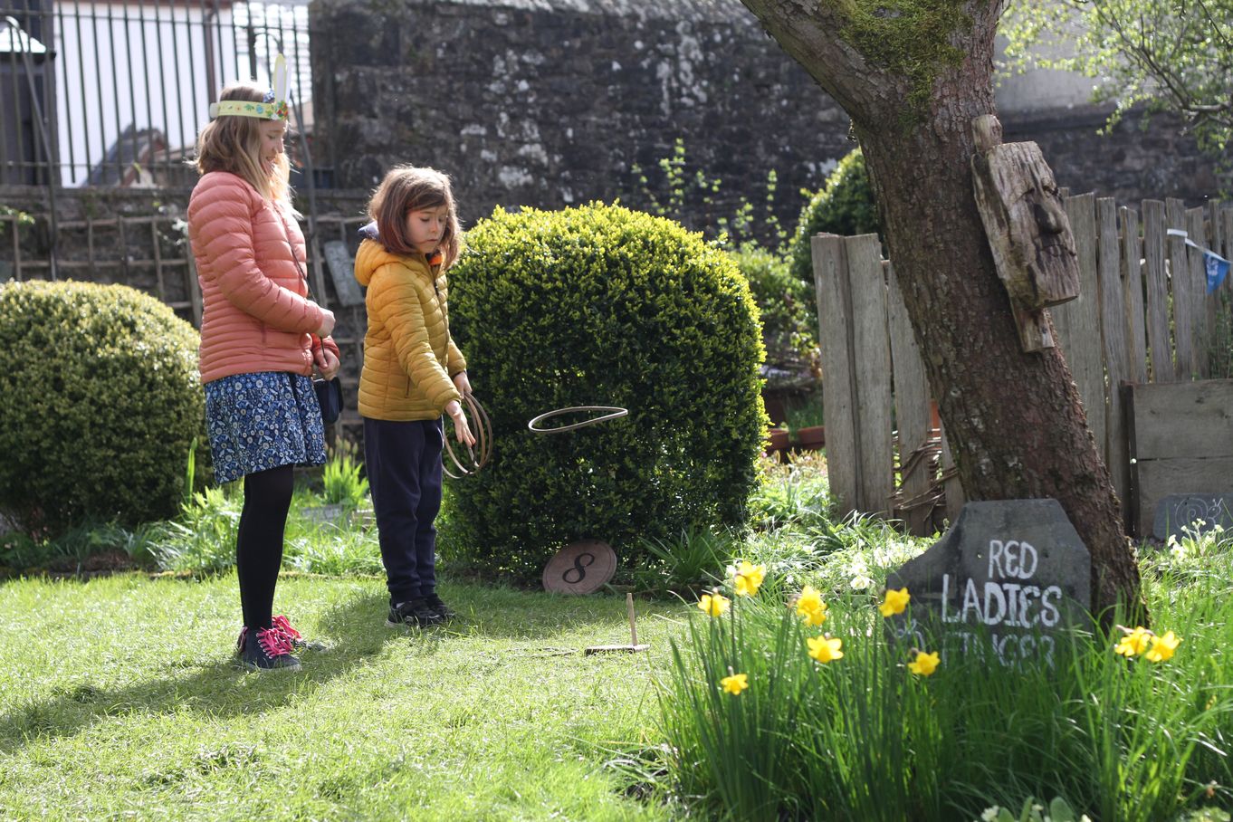 Children playing along the Wordsworth House and Garden Easter Trail. 