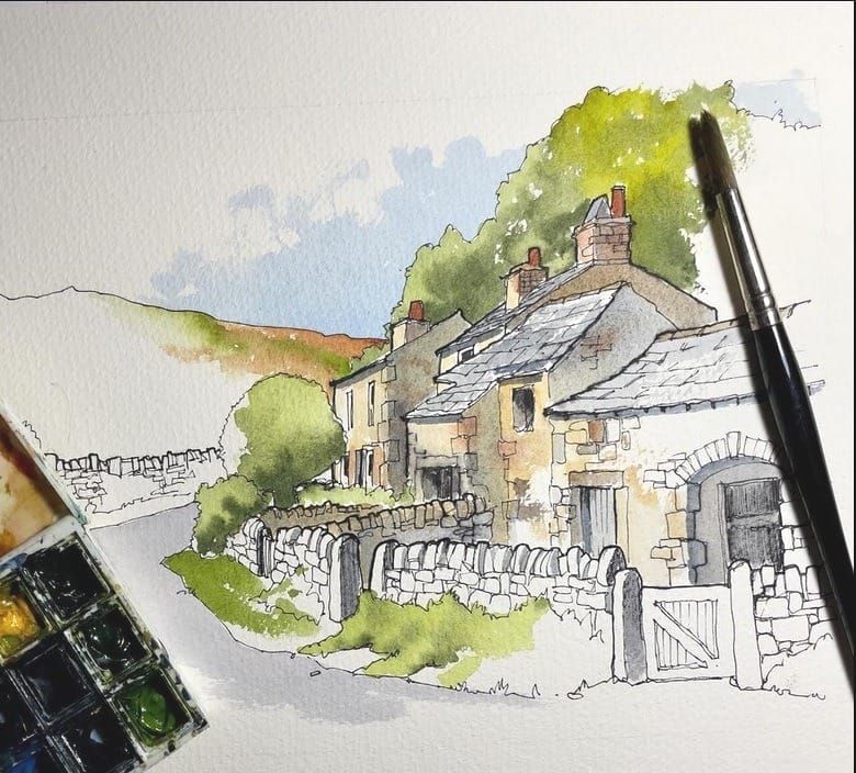 'Buildings in the Landscape' using Line and Wash - with John Harrison