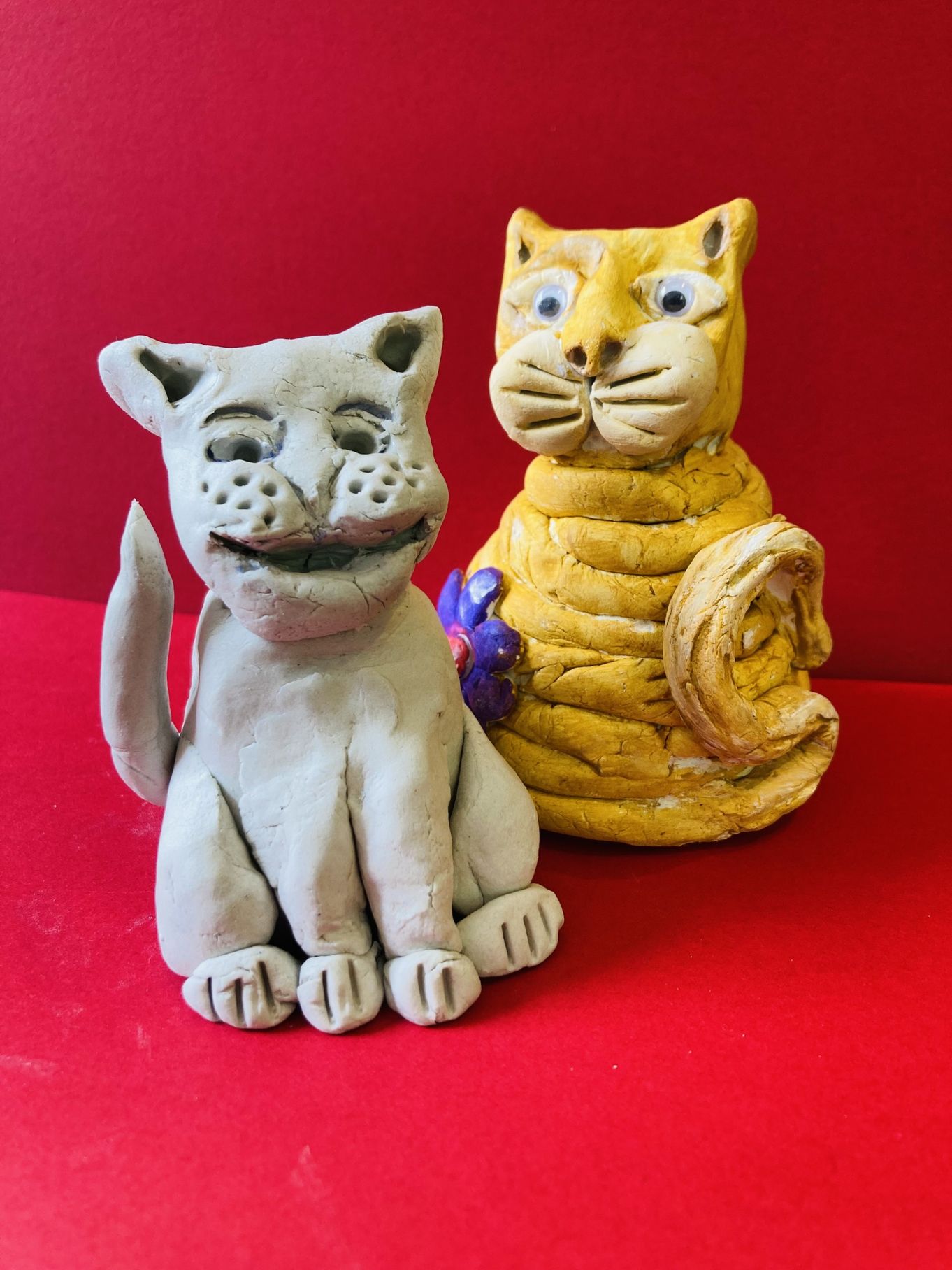 Summer Family Crafts - Clay Cats and other animals