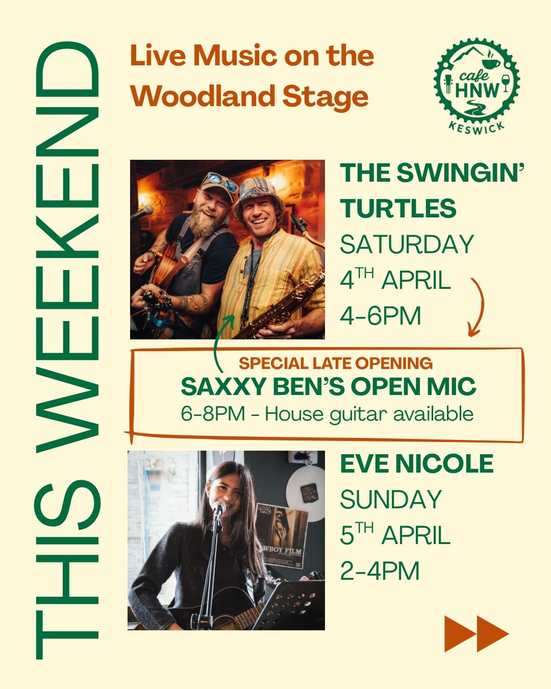 The Swingin’ Turtles, Open Mic & Eve Nicole - Live Music on the Woodland Stage